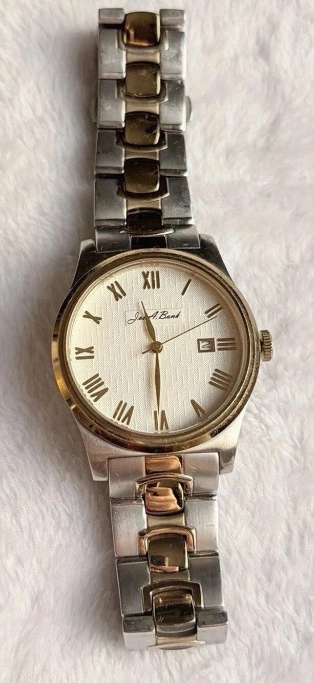 Jos A Bank Quartz Watch Two Tone Gold & Silver New Battery